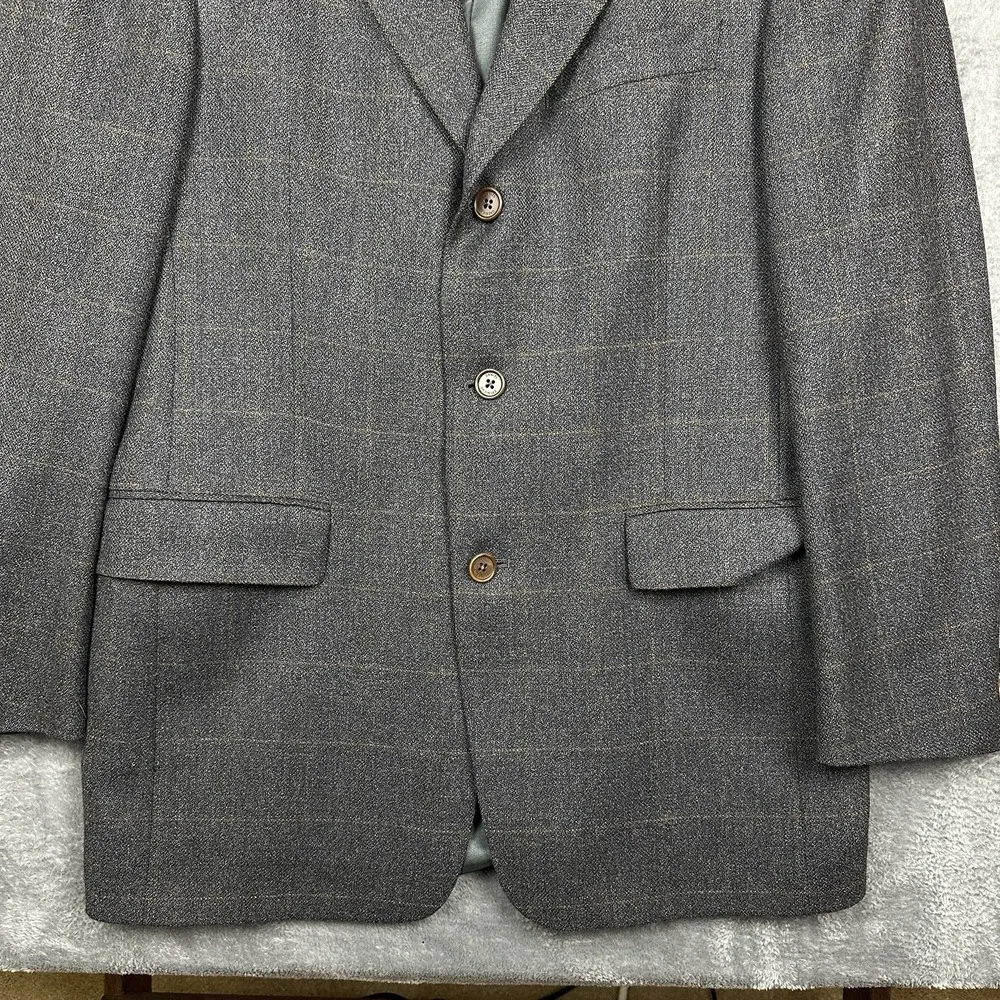 Daniel Cremieux Coll Blazer Sport Coat Jacket Men's Size 39R Woolmark Gray Plaid